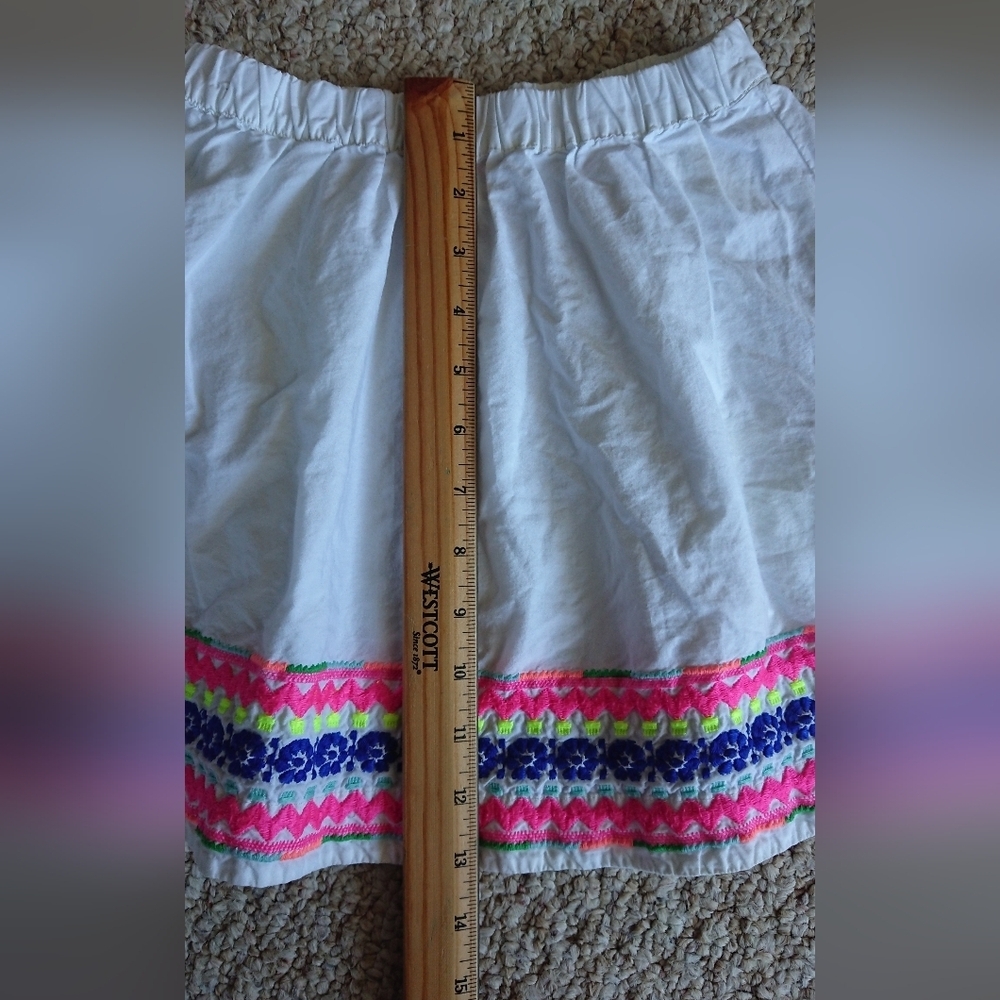 Crewcuts white cotton A-Line skirt with embroidered hem details size S - Picture 7 of 7